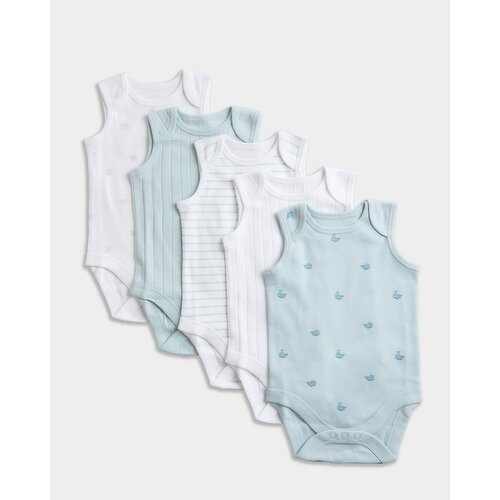 Sleeveless Bodysuits - Pack Of 5  Green 0-3 Mths