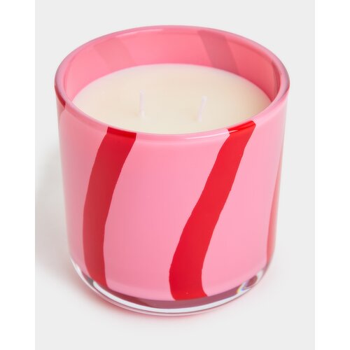 Stripe Glass Candle Pink 