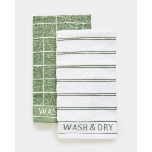 Large Terry Tea Towels - Pack Of 2 Sage
