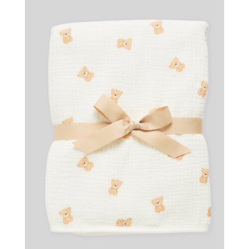 Bear Cheesecloth Blanket Beige