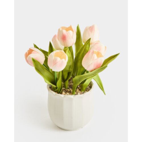 Faux Potted Tulips Baby-Pink 