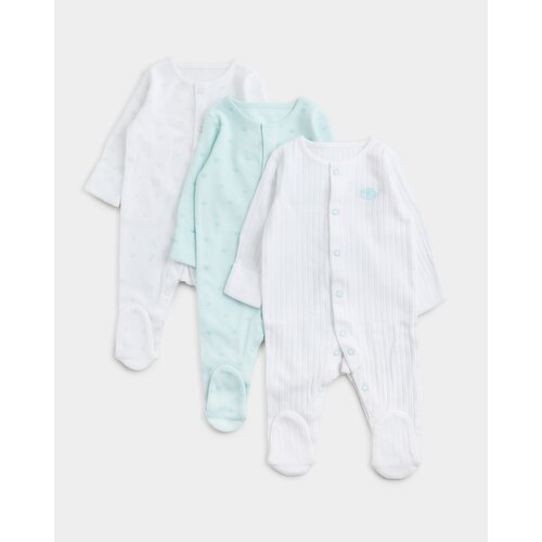 Pure Cotton Sleepsuits - Pack Of 3 Green Newborn