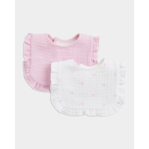 Heart Frill Bibs - Pack Of 2 Baby-Pink