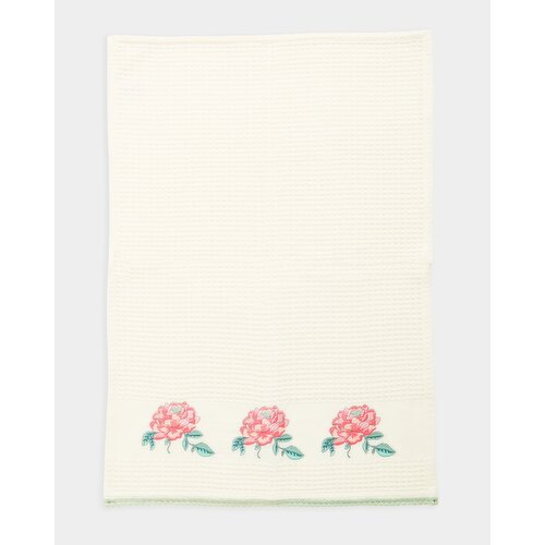Carolyn Donnelly Eclectic Waffle Embroidered Tea Towel Light-Pink