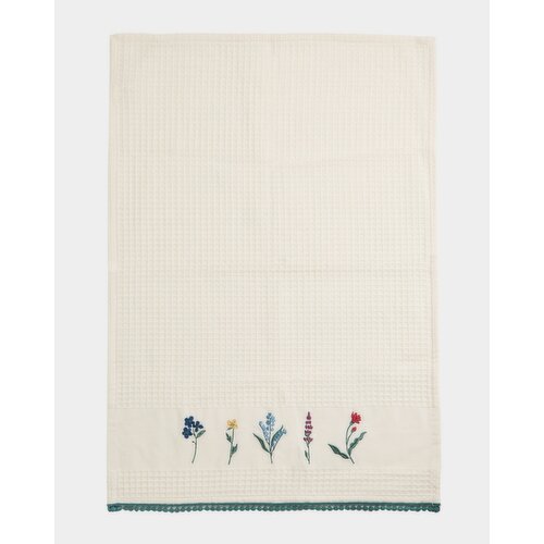 Carolyn Donnelly Eclectic Waffle Embroidered Tea Towel Light-Green 