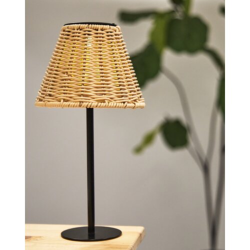 Rattan Solar LED Table Lamp Natural 