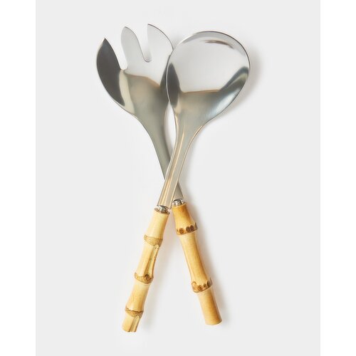 Bamboo Salad Servers - Two Piece Set Natural