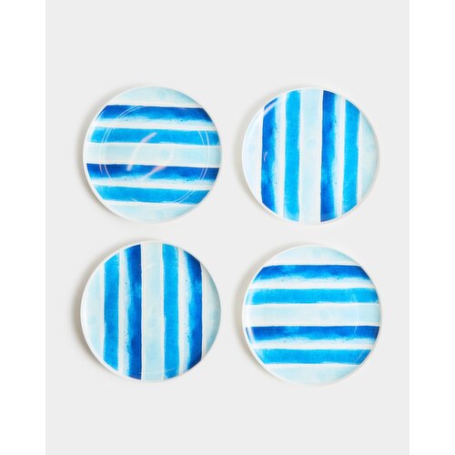 Blue Stripe Plates - Pack Of 4 Blue