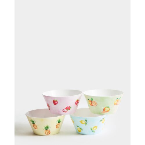 Fruit Print Bowls - Pack Of 4 Multi 