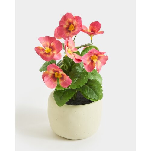 Faux Pansy In Pot Rose