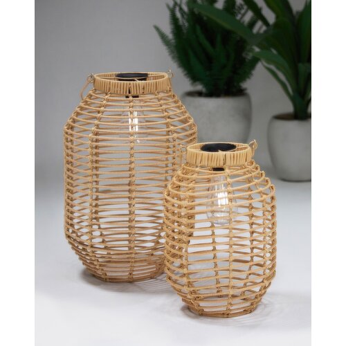 Rattan Solar LED Lantern Natural S
