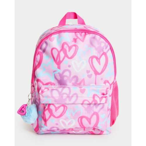 Heart Graffiti School Bag Pink