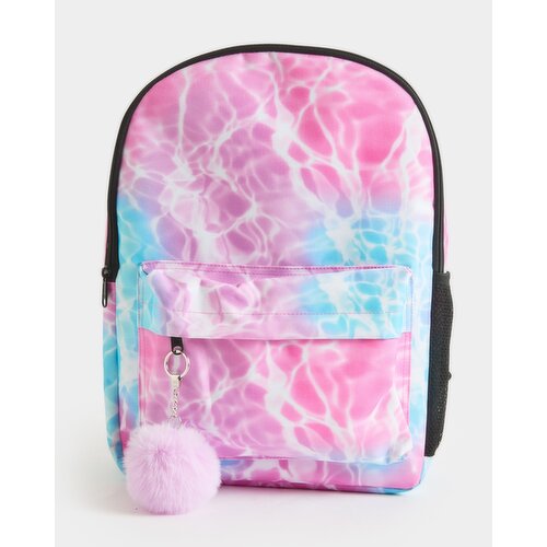 Pink Water Print School Bag Pink 