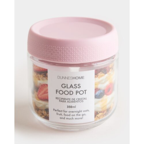 Glass Food Pot - 350ml Pink