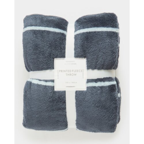 Printed Fleece Throw Navy