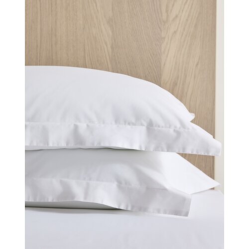 Non Iron Percale Oxford Pillowcase 180 Thread Count - Pack Of 2 White 