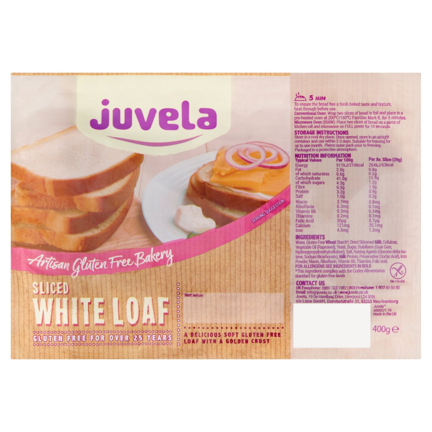 Juvela Sliced White Loaf 400g Dunnes Stores