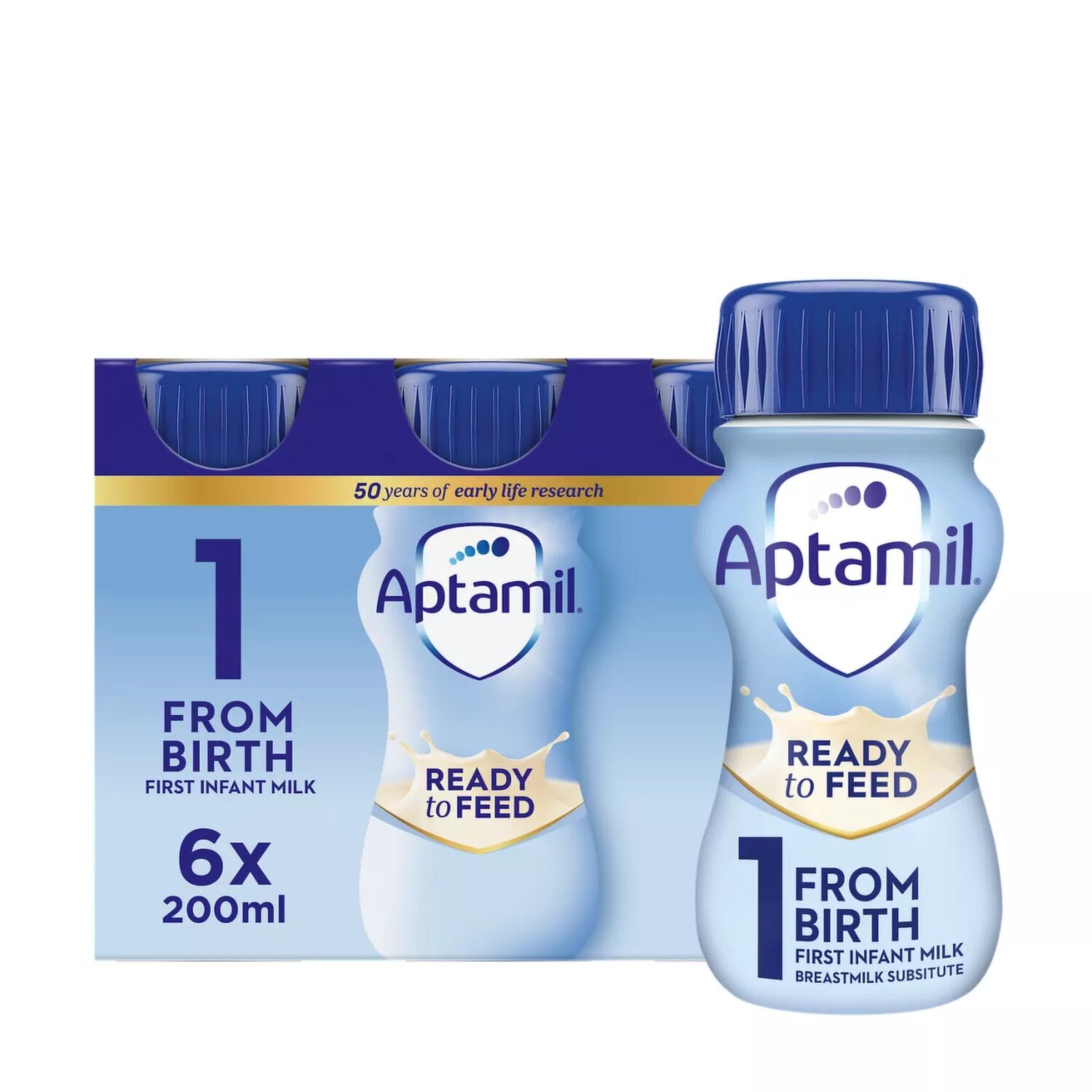 Aptamil 1 First Infant Baby Milk Liquid Formula, Ready to Feed Multipack,  from Birth, 6x200ml - Dunnes Stores