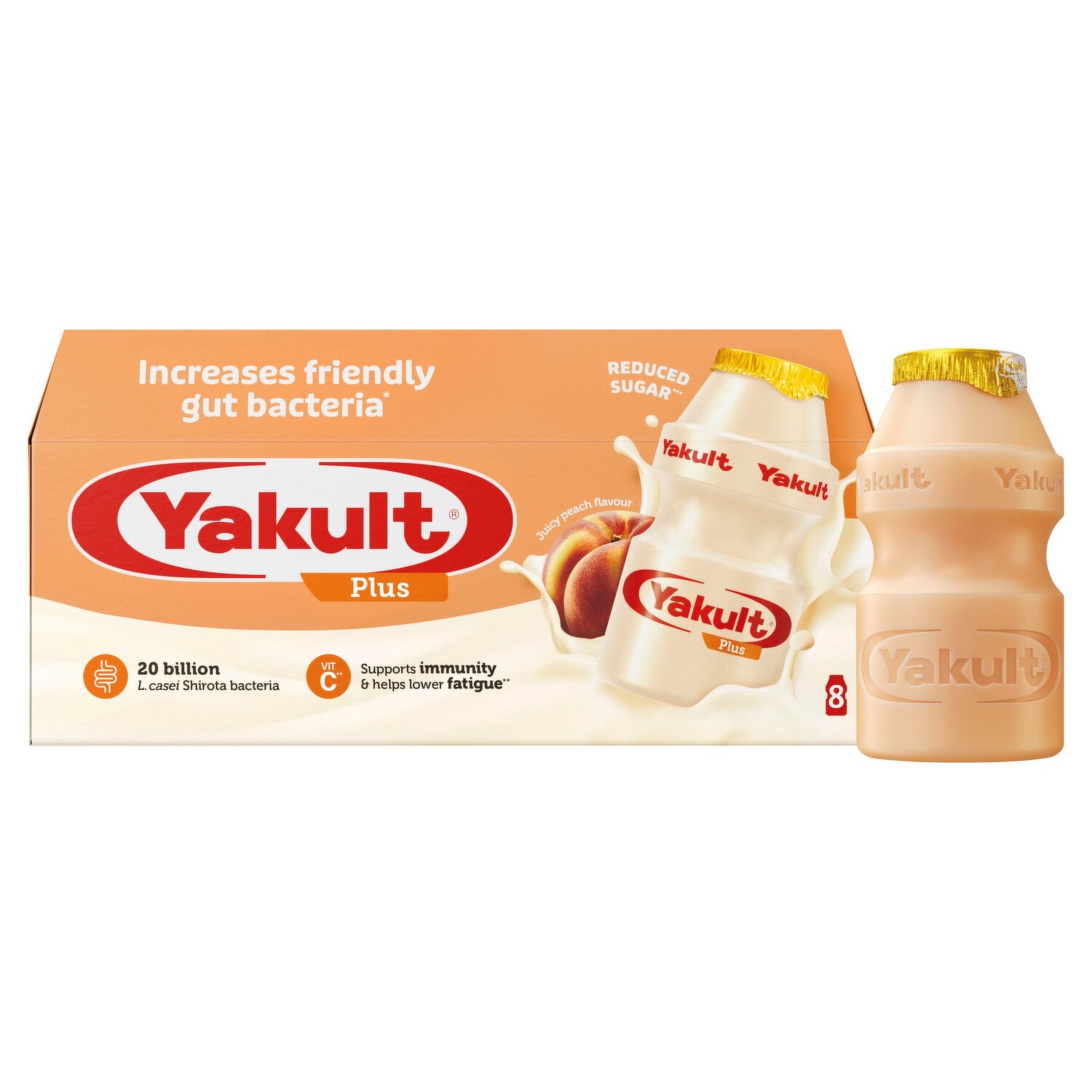 Yakult Plus Peach 8 x 65ml (520ml) - Dunnes Stores