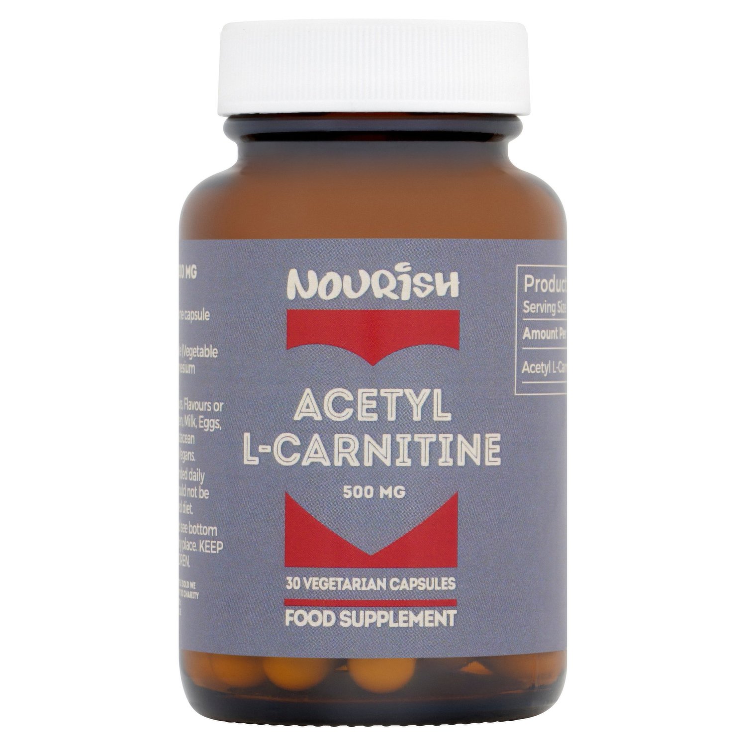 Nourish Acetyl L-Carnitine 500 Mg 30 Vegetarian Capsules - Dunnes Stores